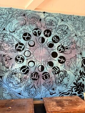 Astrology Zodiac Tapestry in Turquoise and Lavender